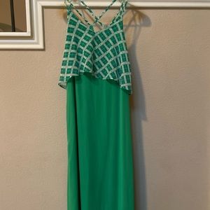 Satin Maxi Dress with Cross Back Detail